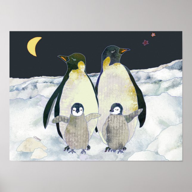 Póster Pinguins Bebês Desfrutam das Férias de Inverno na  (Frente)