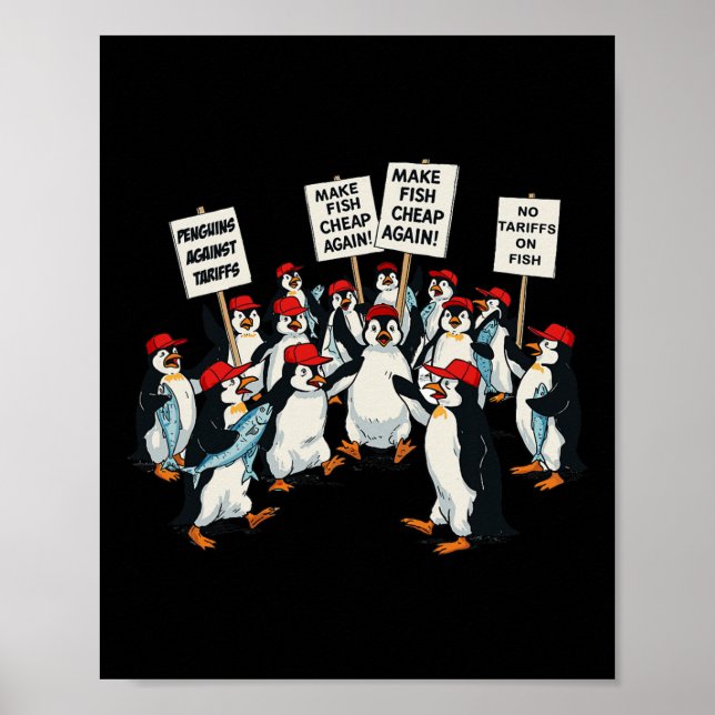 Poster Pinguins Contra Direitos Anti-Pautais De Penguin D (Frente)