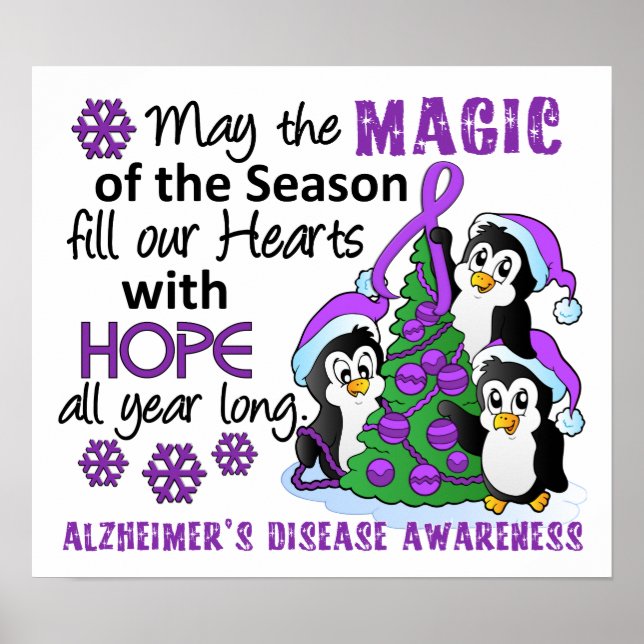 Poster Pinguins de Natal Doença de Alzheimer (Frente)