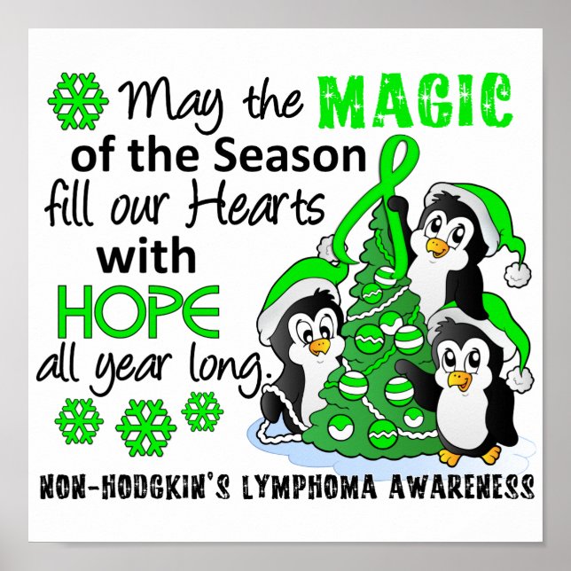 Poster Pinguins de Natal Linfoma Não-Hodgkin (Frente)