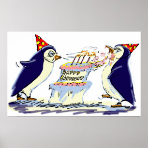 Póster Pinguins do aniversário