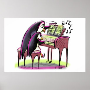 Póster pinguins do piano