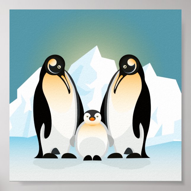 Poster Pinguins geométricos ilustrados com Baby (Frente)