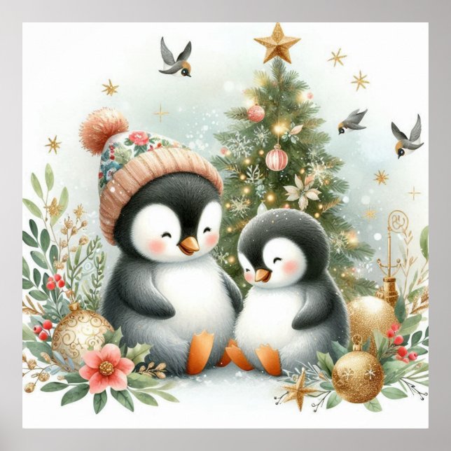 Poster Pinguins Natal (Frente)