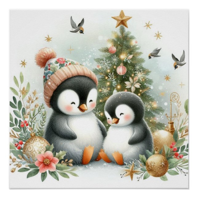 Póster Pinguins Natal (Frente)