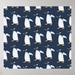 Poster Pinguins: Pequena Cor de Água Escura