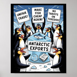 Poster Pinguins protestam contra direitos aduaneiros