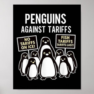 Poster Pinguins protestam contra Tarifas Engraçado Pingui