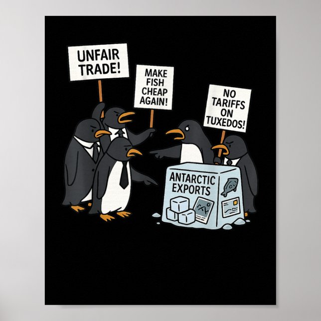 Poster Pinguins protestam contra Tarifas Engraçado Tar Pi (Frente)