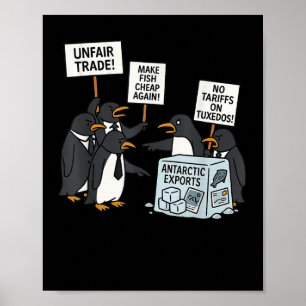 Poster Pinguins protestam contra Tarifas Engraçado Tar Pi