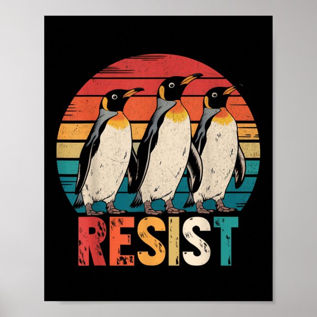 Poster Pinguins resistentes protestam contra Tarifas Ping (Frente)