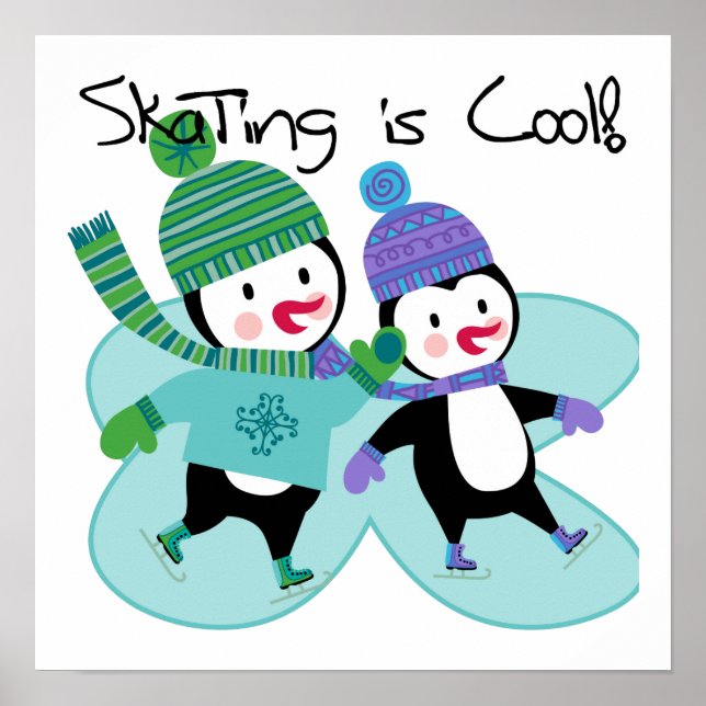 Póster Pinguins Skating é Legal (Frente)