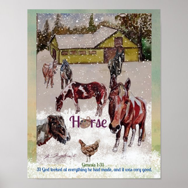 Poster pinheiro, cena de inverno (Frente)