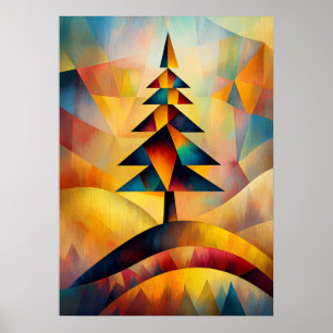 Poster Pinheiro - Cubista Minimalista Inspirado em Klee