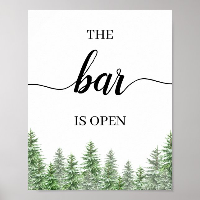 Poster Pinheiro O Bar Está Aberto Sinal de Menu do Bar de (Frente)