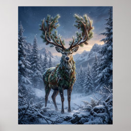 Poster Pinheiro Veado Crepúsculo de Inverno