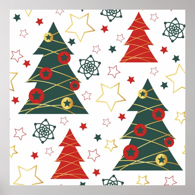 Poster Pinheiros Starry Dourados de Natal (Frente)