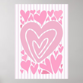 Poster Pink Abstract Hearts