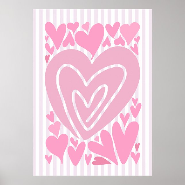Poster Pink Abstract Hearts (Frente)