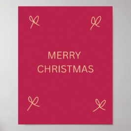 Poster Pink and Cream Illustrated Bow Merry Christmas