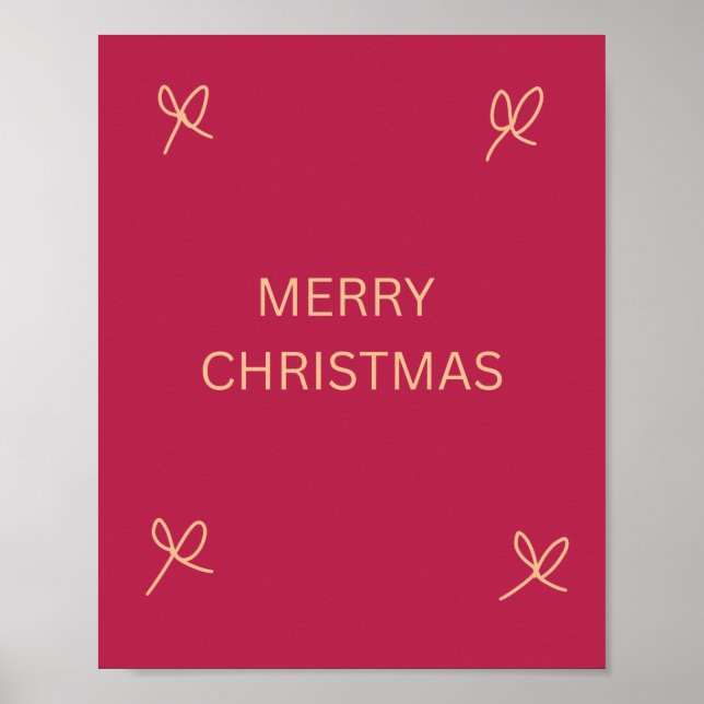 Poster Pink and Cream Illustrated Bow Merry Christmas (Frente)