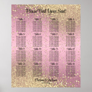 Poster Pink and Gold Confetti - 16 Seating Chart