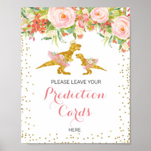 Poster Pink and Gold Dino Leave Your Predictions sign