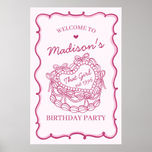 Poster Pink Aquela Garota Coqueteira Bolo Aniversário Bem