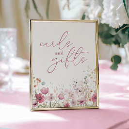 Poster Pink Baby In Bloom Wildflower Cards and Gifts Sign