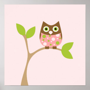 Póster Pink Baby Owl