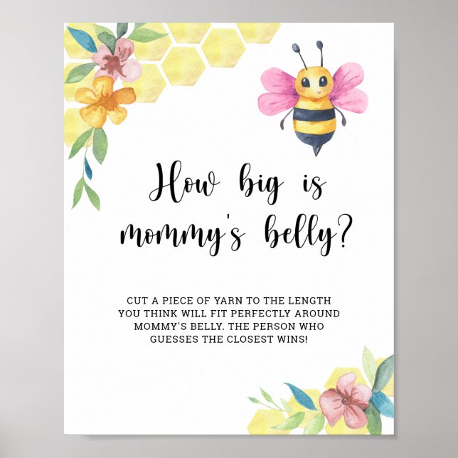 Poster Pink Bee how big is mommy's belly game (Frente)