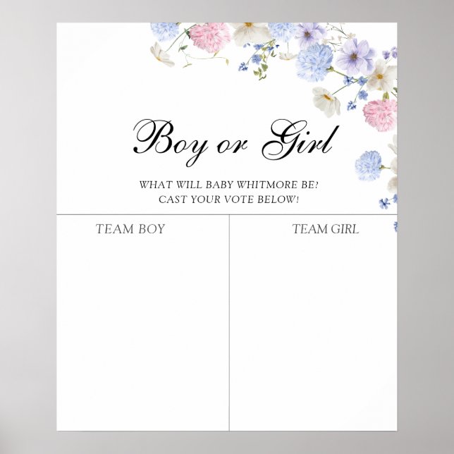 Poster Pink & Blue Wildflower Gender Predição (Frente)