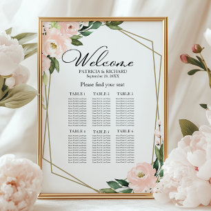 Poster Pink Blush Geometric Wedding Seating Chart