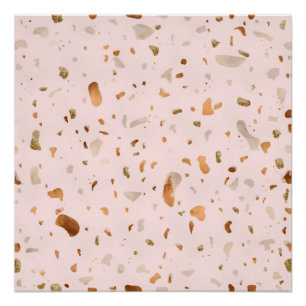 Póster Pink Blush Terrazzo Com Douradas Manchas De Cobre