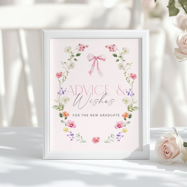 Poster Pink Bow Advice and wishes for graduate (Criador carregado)