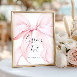 Poster Pink Bow Custom Text Table Sign