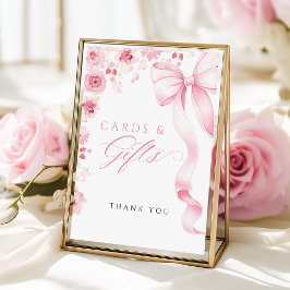 Poster Pink Bow Floral Cards & Gifts Table Sign