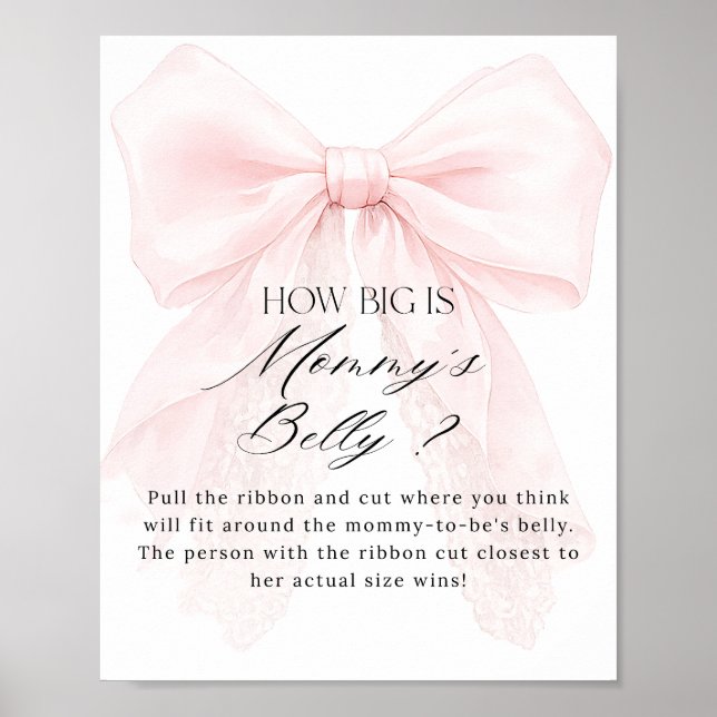 Poster Pink Bow Girl Modern Baby Shower Game (Frente)