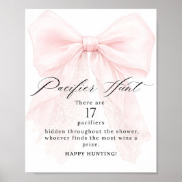 Poster Pink Bow Girl Modern Baby Shower Game