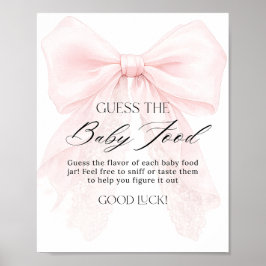 Poster Pink Bow Girl Modern Baby Shower Guess food