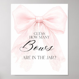 Poster Pink Bow Girl Modern Baby Shower Guess Game