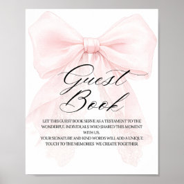 Poster Pink Bow Girl Modern Baby Shower Guest Book