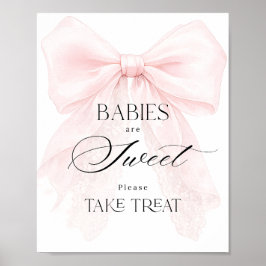 Poster Pink Bow Girl Modern Baby Shower Sweet Treat
