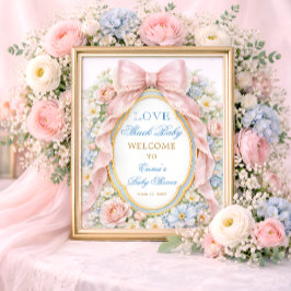 Poster Pink Bow Love Shack Baby Girl Shower Welcome