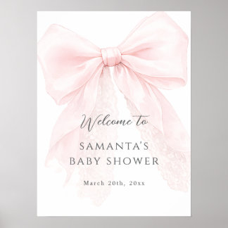 Poster Pink Bow Modern Baby Shower Girl