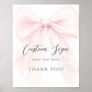 Poster Pink Bow Modern Baby Shower Girl 