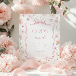 Poster Pink Bow ribbon Wildflower Cards and gifts