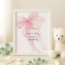 Poster Pink Bow Welcome to Baby Shower