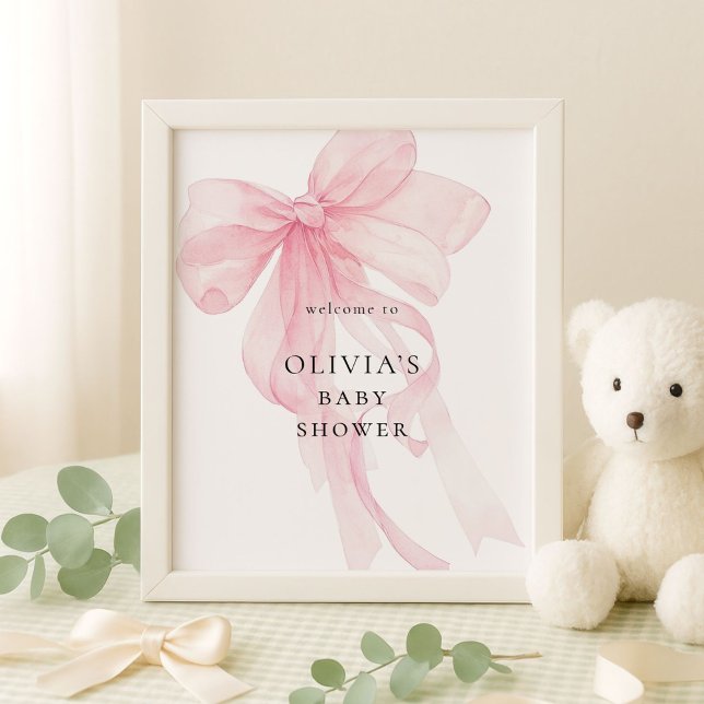 Poster Pink Bow Welcome to Baby Shower (Criador carregado)