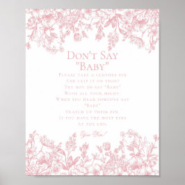 Poster Pink Chinoiserie Dont Say Baby Shower Game